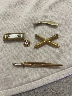 Lot Of WW II Military Sword Knife  Scimitar Kukri Swank Tie Bar Clips - Image 1 of 4