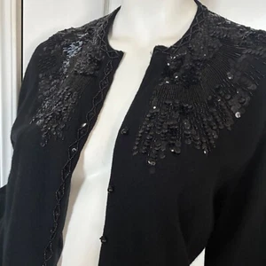Vintage Black Cardigan 44 - Picture 1 of 19