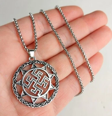 Slawischer Kolovrat Sonnenrad Anhänger Halskette Talisman Wikinger nordisch heidnisch keltisch - Bild 1 von 4