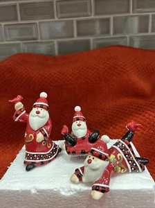 Fitz and Floyd Santa, Santa! 3-Piece Porcelain Tumblers (2007) With Box - Picture 1 of 14