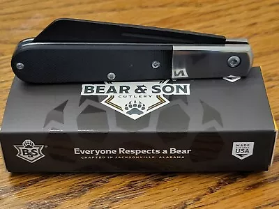 BEAR & SON USA KNIVES Prototype Black Matte Sheeps Foot Blade G10 Knife NIB USA - Image 1 of 4