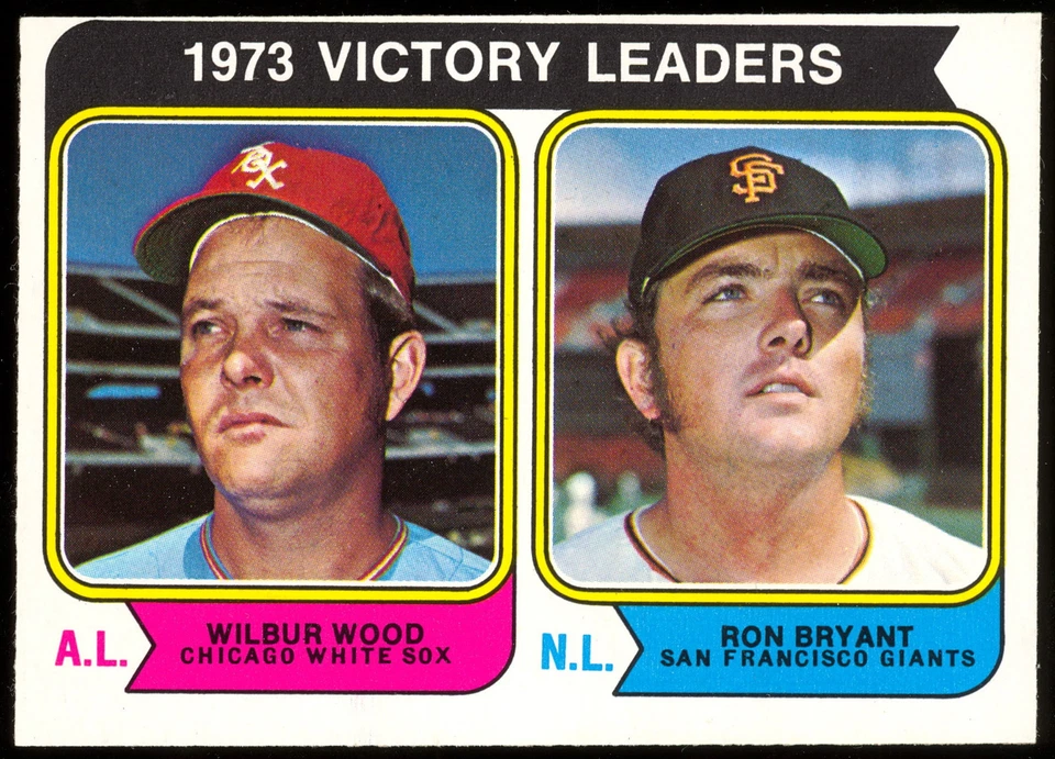 1974 TOPPS OPC O PEE CHEE BASEBALL #205 WILBUR WOOD RON BRYANT NM GIANTS LEADERS - Image 1 of 1