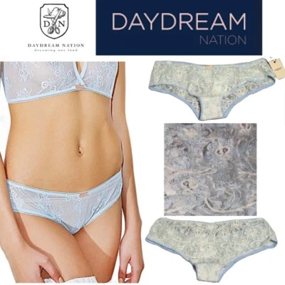 NWT Daydream Nation Lg Blue Wispers Ruched Lace Panty - Image 1 of 4