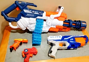 Nerf Gun lot X shot Crusher Elite Disruptor 2 Single Shot Blasters Zuru Nerf - Picture 1 of 6
