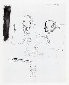 Strong PABLO PICASSO 1954 Human Comedie Print "Meeting of the Minds" FRAMED COA  - Picture 1 of 2