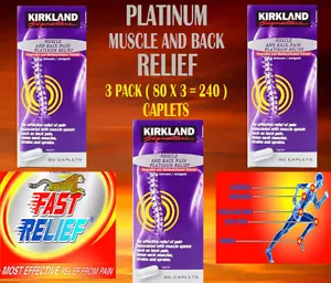 3 Packs Kirkland Muscles and Back Pain Platinum Relief (240 Caplets)exp2026 - Picture 1 of 8