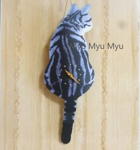 Wall Clock Cat Swaying Tail American Shorthair Made by K. Fujii Pendulum Japan - Picture 1 of 7