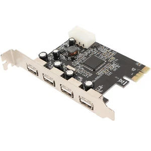 PCIe to USB2.0 Eansion Card 4 Ports 4 Pin Power 480Mb/s Easy Installation USB - Afbeelding 1 van 12