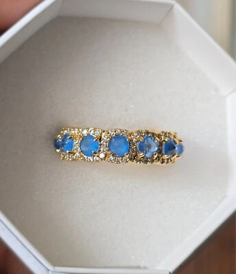 Bomb Party Resort Wear Ring RG48237 "A Resort Staple" Blue Agate on Gold Size 9 - Image 1 of 4