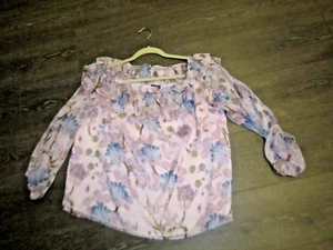 Vince Camuto versatile Sheer lined Floral print pink top Size L NWT - Picture 1 of 3