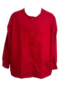 NWT Gel Scrubs Unisex Sz L Red Nursing Warm-Up Jacket NEW Snaps Up Front - Picture 1 of 5