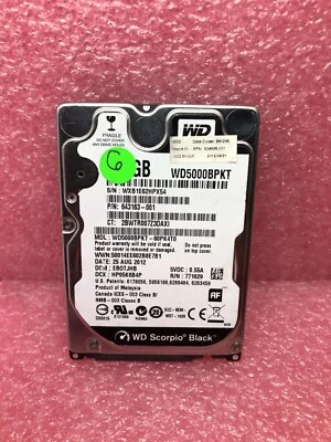 643163-001 500GB 7200 2.5inch 7MM SATA HDD (HP ~ 634925-001) - Image 1 of 3