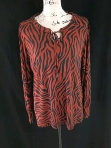 Blusa Top Susan Graver Tejida Estampado Animal Talla L z85 - Imagen 1 de 12