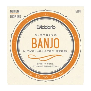 D'Addario EJ61 5-String Nickel Plated Steel Banjo strings Loop End 10-23 gauge - Picture 1 of 3