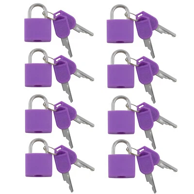 VIP HOME ESSENTIALS Small Mini Durable ABS Cover Brass Body Individually Keyed Padlock 8pc Purple