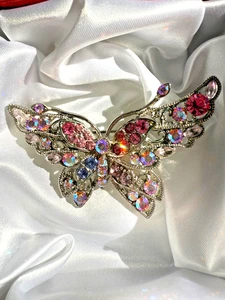 Broche de Cristal Solapa Pin "Dulce Mariposa Rosa, ¡Nuevo! - Imagen 1 de 2