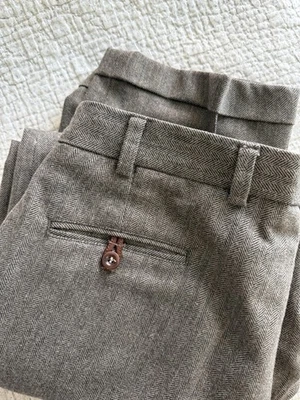 Bills Khakis M2 Herringbone Wool Blend Trousers Mens 36x30 Brown Cuffed Made USA - Image 1 of 4