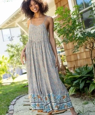 Mono Mameluco Natural Life Talla XS Zoe Floral Sin Mangas Correas Pierna Ancha Foto 1 de 4