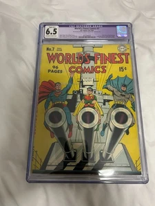 Fall 1942 D.C. Comic Book World's Finest Comic #7 Batman  Robin Restored CGC 6.5 - Picture 1 of 2