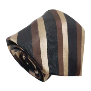BCBG Attitude Necktie Brown Stripe Pattern Men's Silk Neck Tie Jacquard - Picture 1 of 5