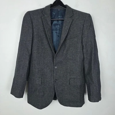 J Crew Mens Herringbone Sport Coat 42R Gray Jacket Two Button Classic - Image 1 of 4