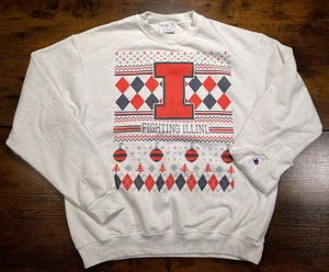 Fighting Illini Champion U of I Christmas Ornament Sweatshirt Pullover - Bild 1 von 9