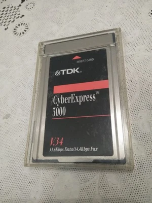 TDK DF3000 CYBEREXPRESS 3000 V.34 28.8 DATA/14.4 FAX PCMCIA ADAPTER (NO CABLE) - Image 1 of 4