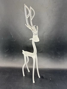 Vidrio de cristal vintage de arte de reno de Navidad esmerilado Silvestri de 9,5" de alto - Imagen 1 de 22