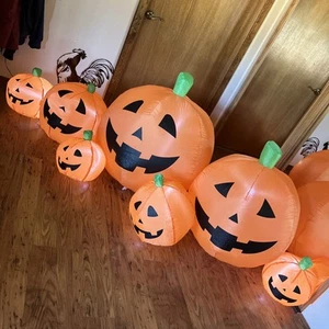 Inflatable LIGHTED Large 8' PUMPKIN PATCH Air blown Yard Outdoor Indoor Party - Picture 1 of 9