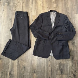 VTG Hugo Boss Mens Plaid Blazer Suit Set Size 42L Gray Old Money Corpcore Office - Picture 1 of 24