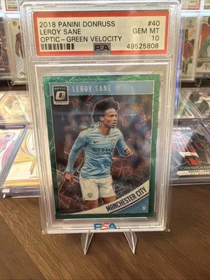 Panini Donruss Optic Green Velocity Prizm #/200 2018 Leroy Sane PSA 10 GEM MT Foto 1 de 2