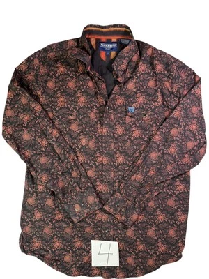 Panhandle Select Western Shirt Men's Large Brown Floral Long Sleeve Pearl Snap - Image 1 of 4