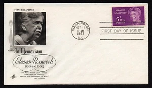 USA, SCOTT # 1236, ARTCRAFT FDC COVER OF 1963 ELEANOR ROOSEVELT, HUMAN RIGHTS - Picture 1 of 1
