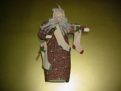 Handmade One-of-Kind Signed Weighted Reproduction Primitive Santa Claus Vintage - Image 1 of 4