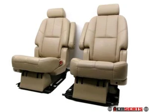 2007 - 2014 GMC Yukon Chevy Tahoe Rear Bucket Seats Tan Leather Manual #1265 - Picture 1 of 20
