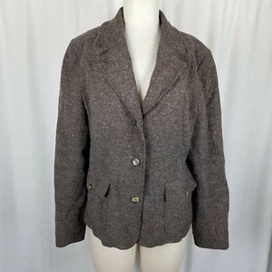 LL Bean Wool Silk Herringbone Equestrian Riding Country Jacket Blazer Womens L - Picture 1 of 8