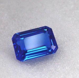 Emerald Shape Natural Blue Sapphire 11.10 Ct Loose Gemstones CERTIFIED - Picture 1 of 9
