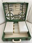 Vintage 1950'S Sirram Green Picnic Set For 4 Original Condition Missing Cups