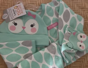 Halloween Infant Carter's Baby Girl Owl Aqua Sleeper Sleep Size 3 months NWT - Picture 1 of 6