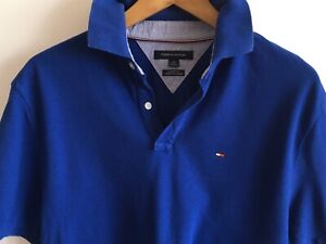 TOMMY HILFIGER MENS S SMALL 36-38 SHORT SLEEVED BLUE POLO T SHIRT 