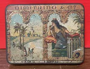 Antica latta sigaretta litografica Dimitrino & Co. 1910 Cairo, Egitto scarsa - Foto 1 di 10