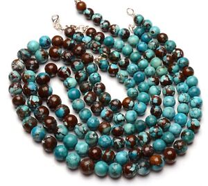 howlite turquoise 8 to 10 mm size round beads necklace 19 inch length