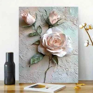 Textured  pink Roses Wall Art  Canvas Unframed/Framed - Picture 1 of 7