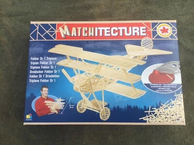 Matchitecture 6610 - Fokker Dr1 Triplane Matchstick Model Kit Match Stick - Image 1 of 3