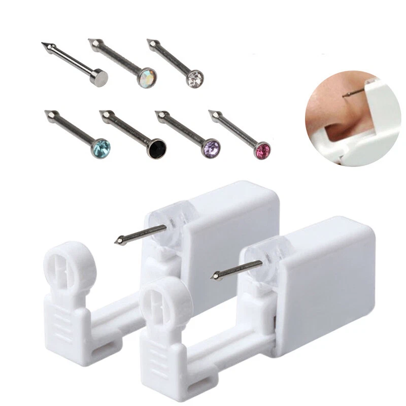 Kit de pistola de aretes perforadores nariz oreja desechables 2 piezas hágalo usted mismo kit de perforación corporal en el hogar Foto 1 de 4