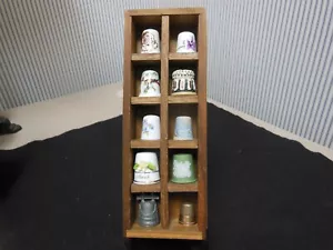 Thimbles Lot w Display Shelf Vintage 10 Pc. Porcelain & Pewter - Picture 1 of 10