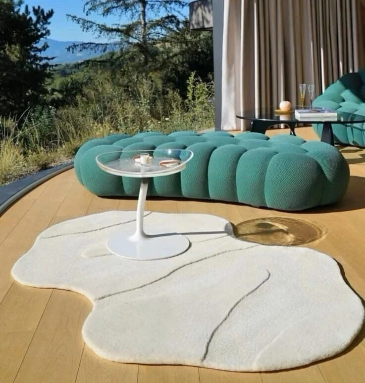 Irregular Shape High & Low Pile, Hand-Tufted 100% Wool Soft Area Rug Carpet - Image 1 of 4