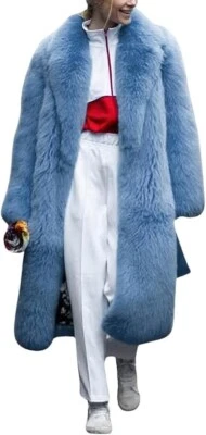 Women's Fluffy Faux Fur Overcoat Winter Warm Thicken Open Front Long Maxi Outwea - Image 1 of 4
