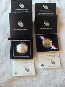 2014 $1 & Half Dollar Baseball Hall of Fame Commemorative Coin Proof Unc. w/ COA - Picture 1 of 11