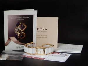 Pandora Facets 812022WH Gold Plated Ladies Swiss Watch Ceramic Band With Diamond - Picture 1 of 22